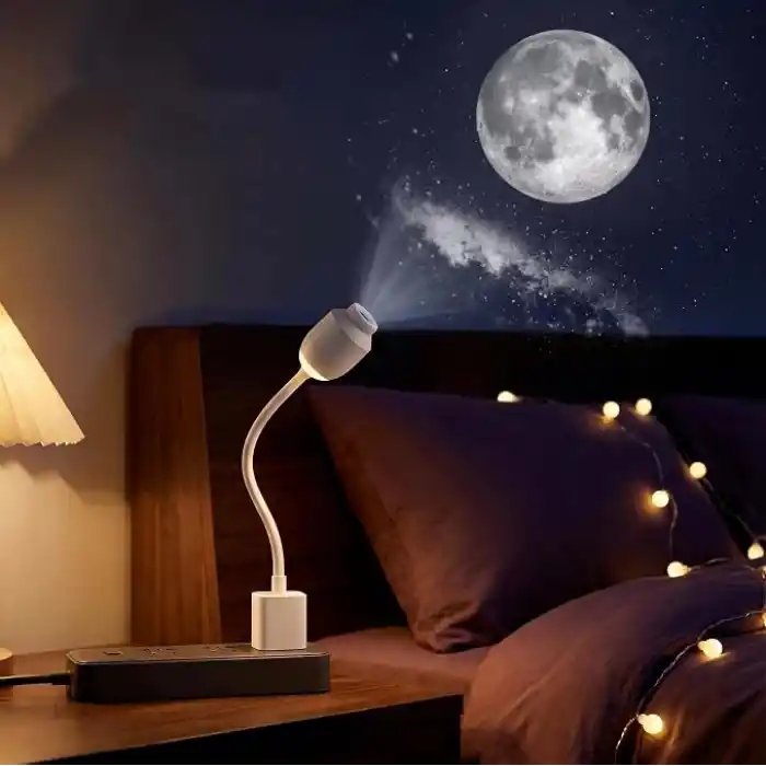 Amber LED Galaksi Projektör Gece Lambası, Yıldız Yansıtmalı USB Işık