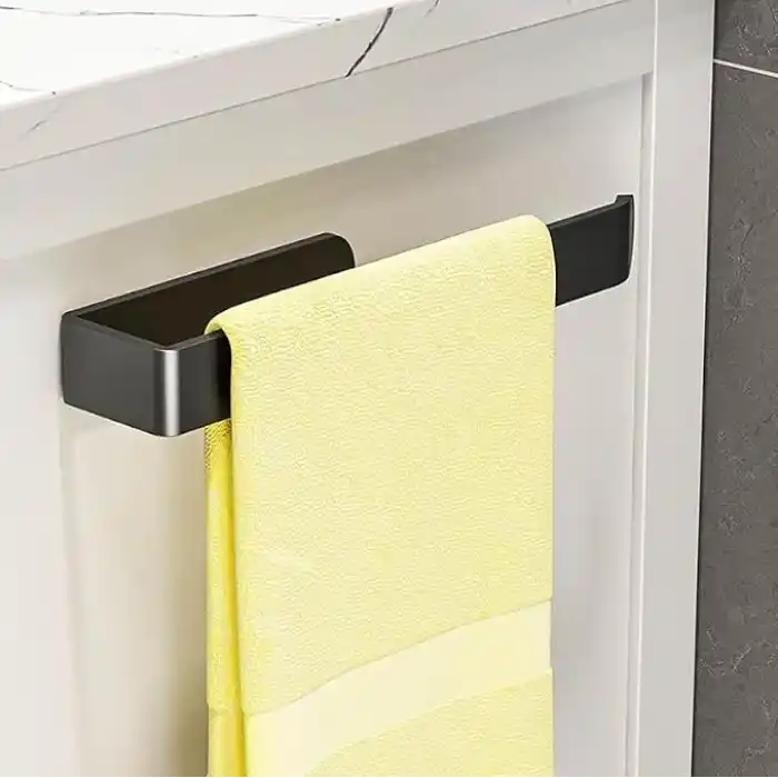 Orret Home Siyah Yapışkanlı Solo Peçetelik ve Havluluk – Paslanmaz Metal Lüks Tasarım Kağıt Havlu Askısı, Delmeden Montajlı Mutfak ve Banyo Peçete Tutucu