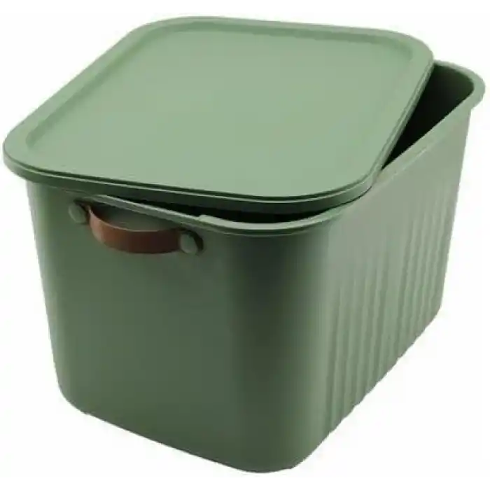 2 Adet Modern Kapaklı Büyük Boy Saklama Kutu Seti -20 Litre – Yeşil- Taşınabilir Kulplu, Dolap İçi Düzenleyici, Çok Amaçlı Organizer Kutu, Oyuncak & Kıyafet Kutusu