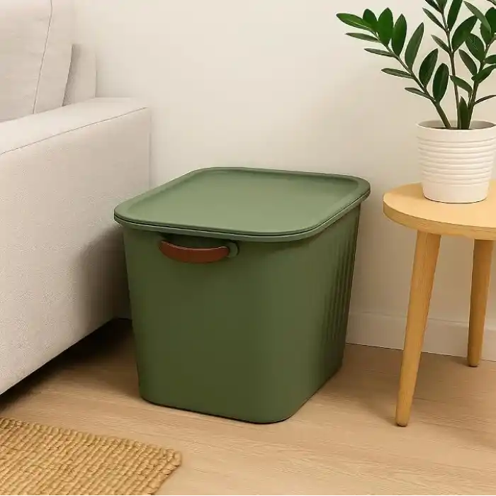 2 Adet Modern Kapaklı Büyük Boy Saklama Kutu Seti -20 Litre – Yeşil- Taşınabilir Kulplu, Dolap İçi Düzenleyici, Çok Amaçlı Organizer Kutu, Oyuncak & Kıyafet Kutusu