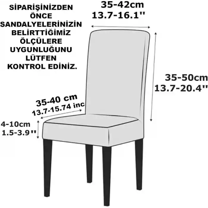 Bambu Nano Kumaş Likralı Yıkanabilir 6lı Sandalye Kılıfı Lastikli Sandalye Örtüsü (6ADET) (Krem)