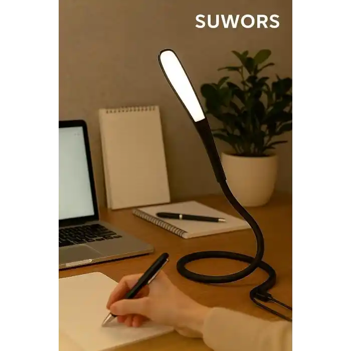 USB LED Masa Lambası – 14 Ledli, 3 Kademeli Dokunmatik Işık, Esnek Boyunlu Kitap Okuma & Çalışma Lambası