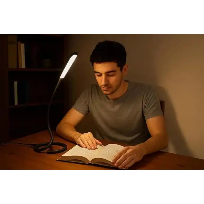 USB LED Masa Lambası – 14 Ledli, 3 Kademeli Dokunmatik Işık, Esnek Boyunlu Kitap Okuma & Çalışma Lambası