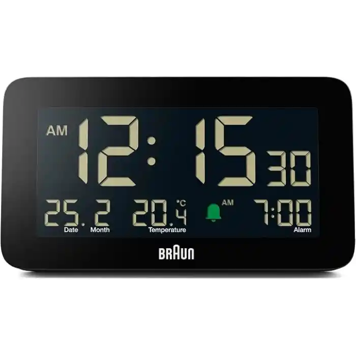 Braun Dijital Çalar Saat, Tarih, Ay ve Sıcaklık Göstergesi, Negatif LCD Ekran, Hızlı Ayarı, Artışlı Bip Alarmı, Siyah, BC10B Modeli (1li Paket)