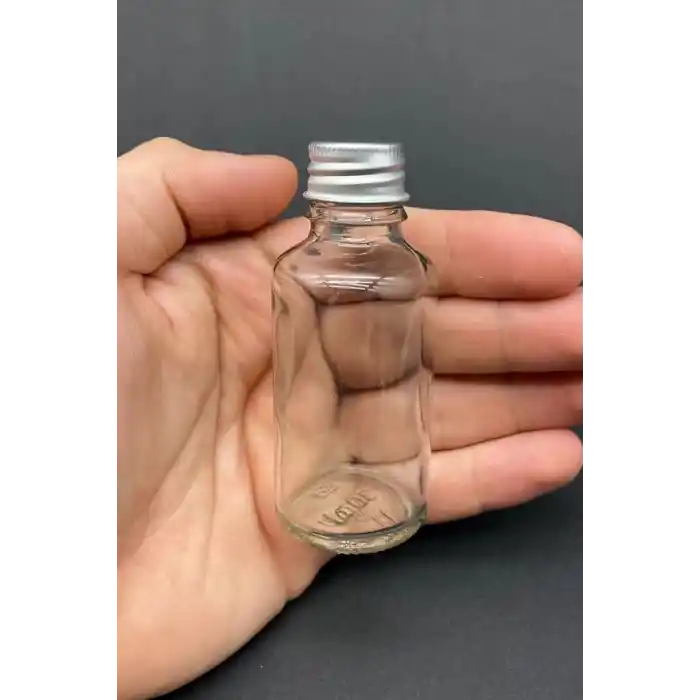 12 Adet Şeffaf Cam Shot Şişesi Sızdırmaz Gümüş Metal Kapaklı Kolonya Koku Süs Çok Amaçlı Şişe 30ml