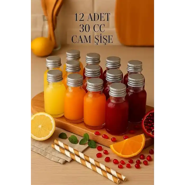 12 Adet Şeffaf Cam Shot Şişesi Sızdırmaz Gümüş Metal Kapaklı Kolonya Koku Süs Çok Amaçlı Şişe 30ml