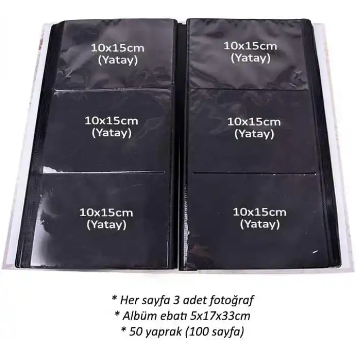 Rabsev Rs307 Fotoğraf Albümü 10x15cm 300 Fotoğraf Kapasiteli Çiçekler Desenli Lüks Albüm