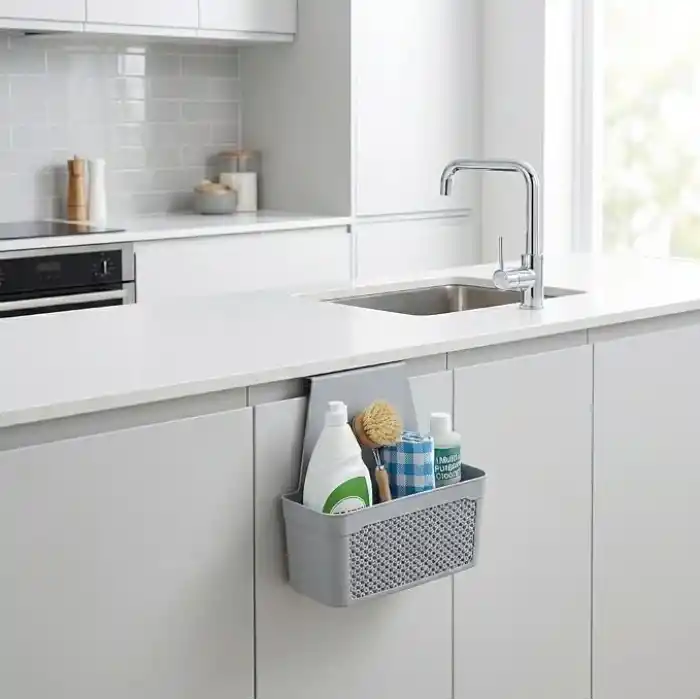Orret Home Dolap İçi Asılabilir Plastik Organizer Deterjan Sünger Düzenleyici Askı Mutfak Banyo Dolap İçi Düzenleyici Kapak Arkası Organizer Sepet (Asorti Renk)