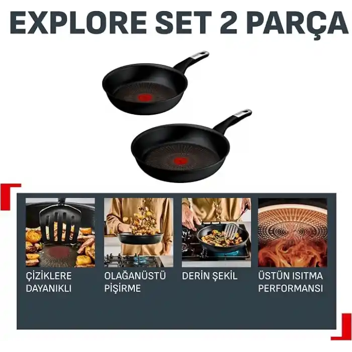 Tefal Explore Fusion Core 9X 2li tava Seti - 24/28 Cm