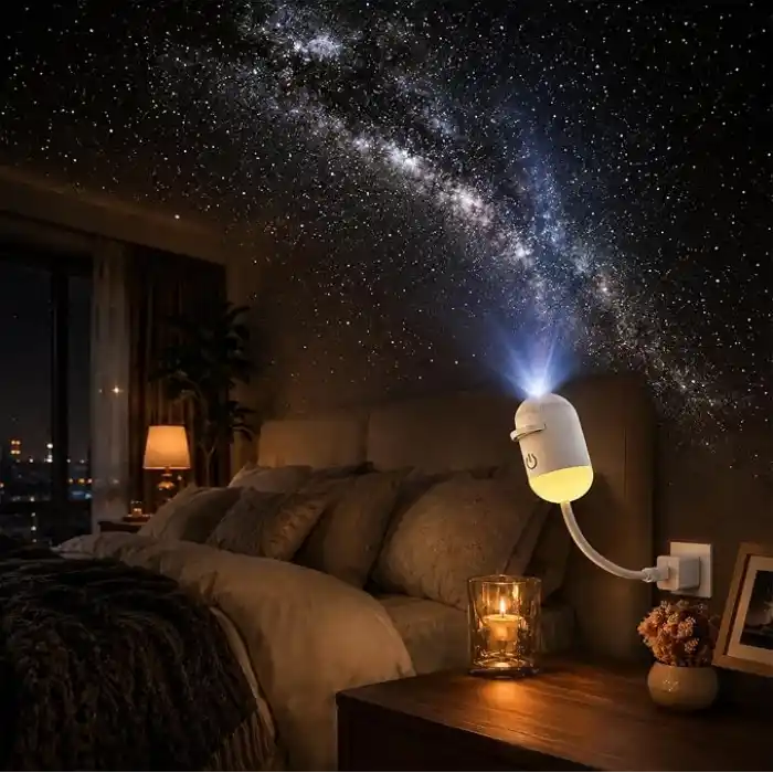 Galaxy Yıldızlı Gökyüzü Projektörü, 2si 1 Arada 360° Ayarlanabilir LED Uzay Samanyolu Lambası, 12 Adet Film Diskli Yıldızlı Gökyüzü Projektörü, Yatak Odası Parti Dekorasyon Hediye İçin Tavan