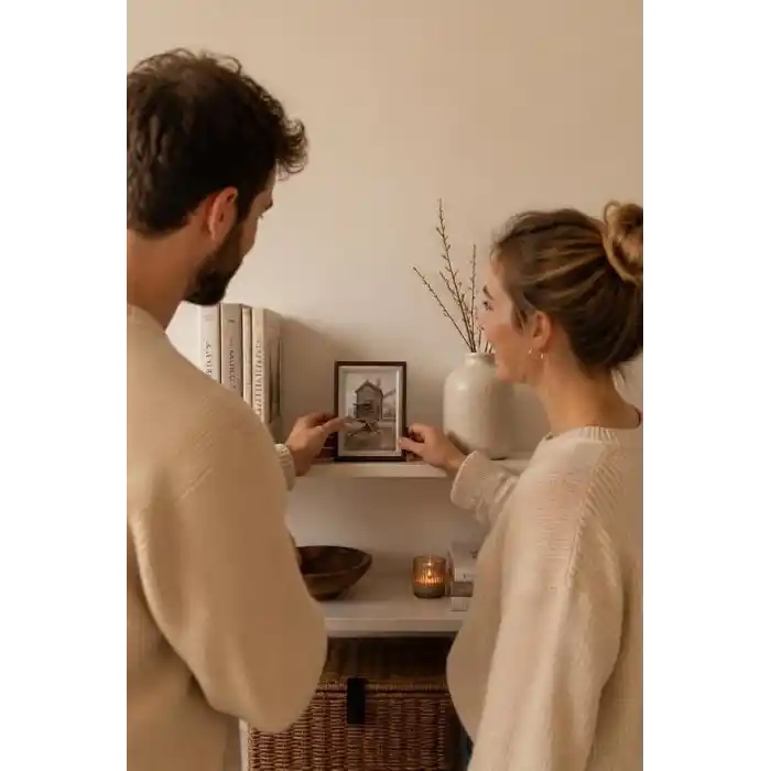 Busstier Fotoğraf Çerçevesi Dekoratif Modern Tasarım Duvar ve Masaüstü Kullanıma Uygun Şık Resim Çerçevesi Ev Ofis Dekorasyon Çerçeve (Koyu Kahverengi Derin)