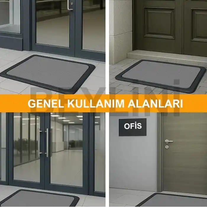 Beylini Dezenfektan Hijyen Paspası Dış Kapı Ev Ofis Apartman Giriş Halısı Kıvırcık Paspas Kaydırmaz Havuzlu (Gri)