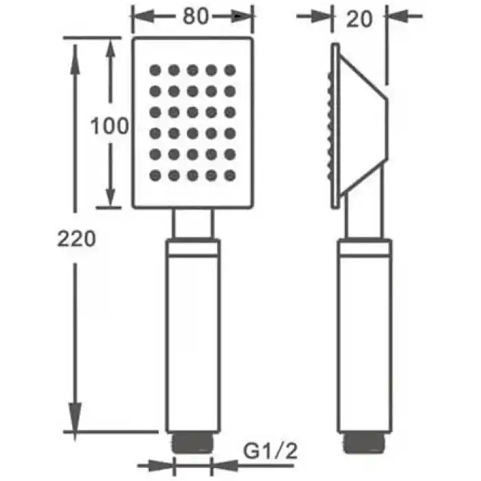 Fause El Duş Başlığı 304 Çelik Metal Kare KE104