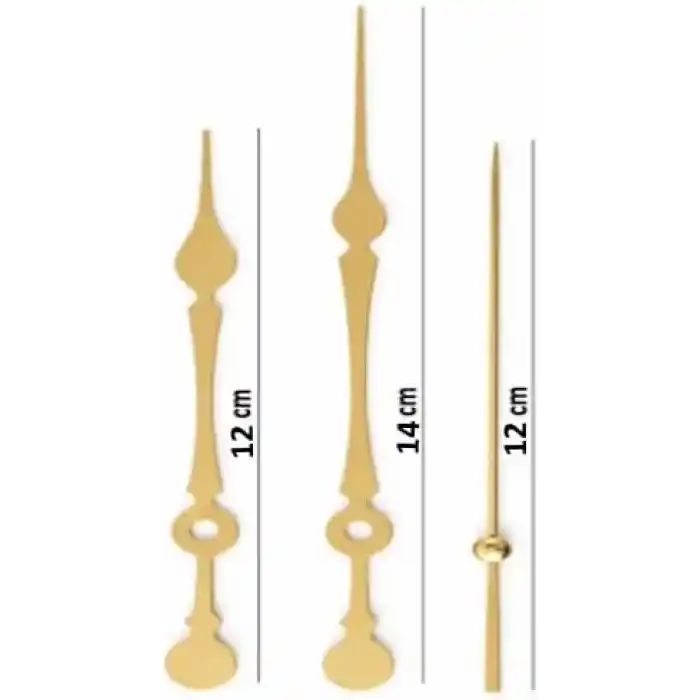 Akar Saat Mekanizması Sessiz Duvar Saat Mekanizması 16 Mm Şaft -akrep-yelkovan-saniye-askılı Gold