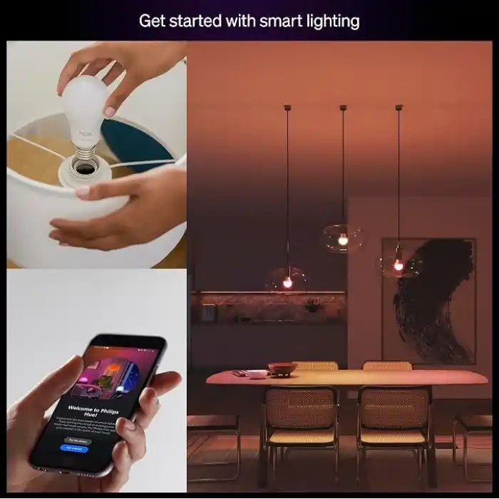 Philips Hue Essential 8W E27 806 Lumen Renkli Akıllı Ampul A60 (2li Ekopaket) - 25.000 Saat Ampul Kullanım Ömrü