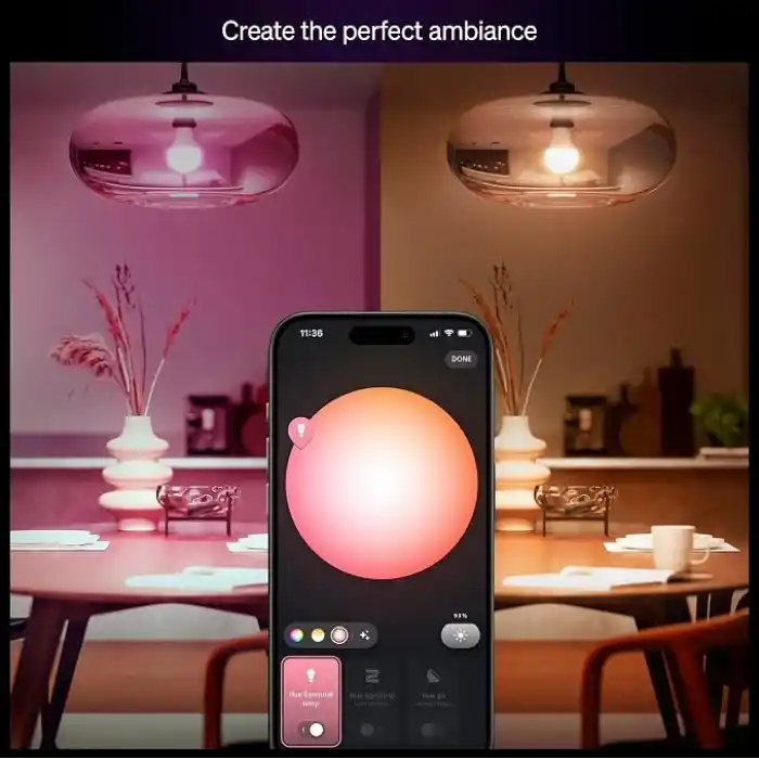 Philips Hue Essential 8W E27 806 Lumen Renkli Akıllı Ampul A60 (2li Ekopaket) - 25.000 Saat Ampul Kullanım Ömrü