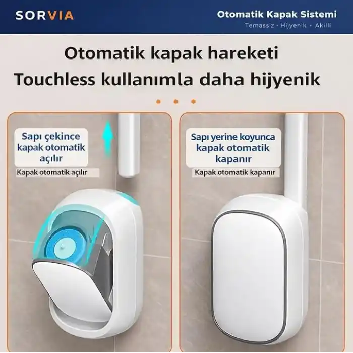 Kullan At Deterjanlı Tuvalet Fırçası Seti 6 Yedek Başlıklı Hijyenik WC Temizlik Fırçası Klozet Temizleme Fırçası