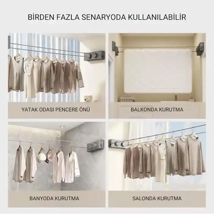Coofbe 40Kg Taşıma Kapasiteli Çelik Çamaşır Asma İpi Makinası Çamaşır Kurutma İpi Çamaşır Askılığı