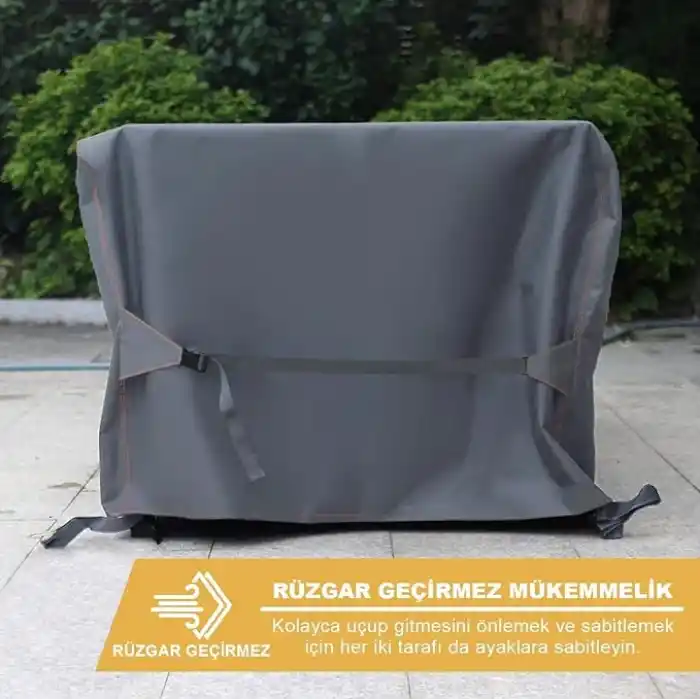 Haegs Bahçe Mobilyası Örtüsü, 250-210-90cm, Ağır Hizmet Oxford Kumaş, Su Geçirmez, Dış Mekan Veranda Masa Örtüsü, Havalandırmalı Masa ve Sandalye Koruma Kılıfı - Gri