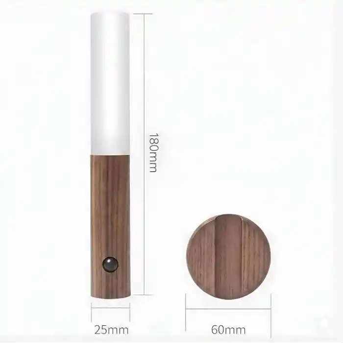 Kumru Şarjlı Sensörlü LED Aplik, Cata, Kablosuz Hareket Sensörlü Duvar Lambası, 3200K Günışığı, USB Şarjlı, Mıknatıslı Yapışkanlı Gece Lambası (Ahşap Görünümlü)