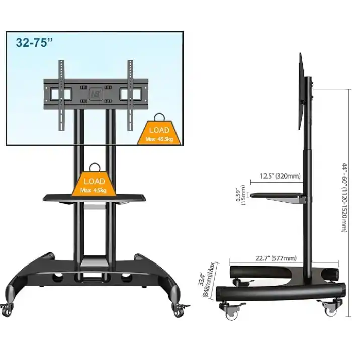 North Bayou NB AVA1500-60-1P LCD LED OLED Plazma Düz Panel Ekranlar için 32-75 inch TUV Sertifikalı Tekerlekli Profosyonel TV Sehpası