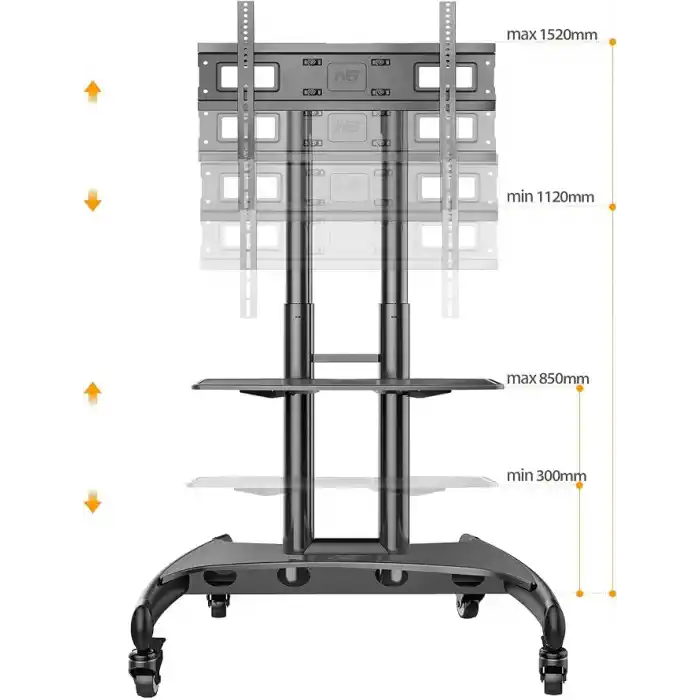 North Bayou NB AVA1500-60-1P LCD LED OLED Plazma Düz Panel Ekranlar için 32-75 inch TUV Sertifikalı Tekerlekli Profosyonel TV Sehpası