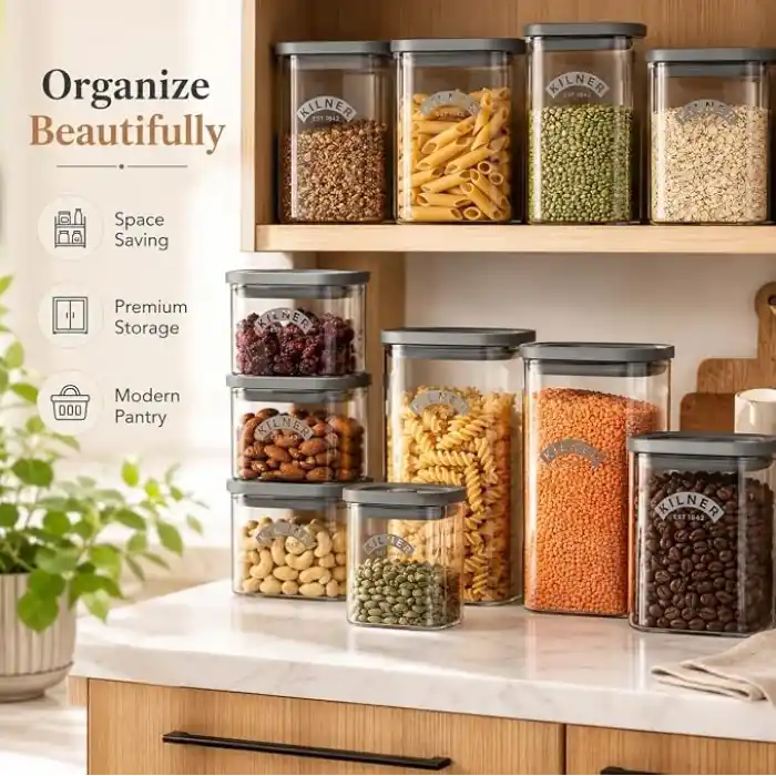 Kilner Borosilikat cam kapaklı saklama kabı, 500 ml, hava geçirmez, vakumlu mühürlü, bulaşık makinesinde yıkanabilir, kapaklı saklama kutusu, BPA içermez, 10,4 x 10,4 x 7,2 cm