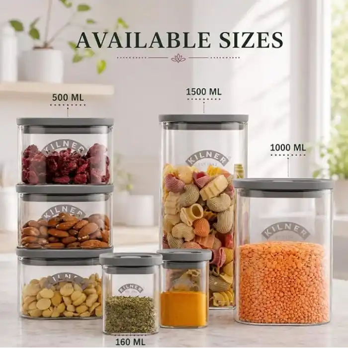 Kilner Borosilikat cam kapaklı saklama kabı, 500 ml, hava geçirmez, vakumlu mühürlü, bulaşık makinesinde yıkanabilir, kapaklı saklama kutusu, BPA içermez, 10,4 x 10,4 x 7,2 cm