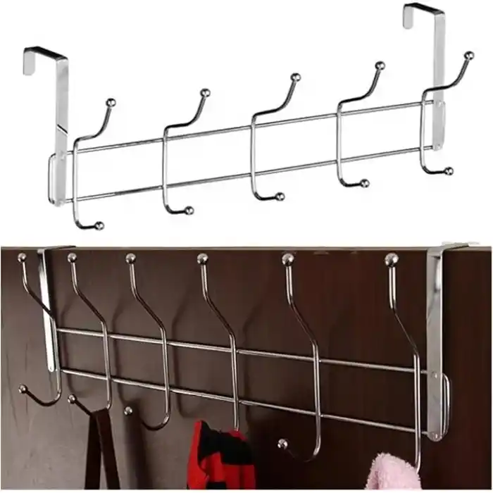 Orret Home 12L Metal Kapı Arkası Askı, Amerikan Kapı Arkası Askılık, Banyo, Mutfak, Yatak Odası İçin Krom Askı (2 Adet)