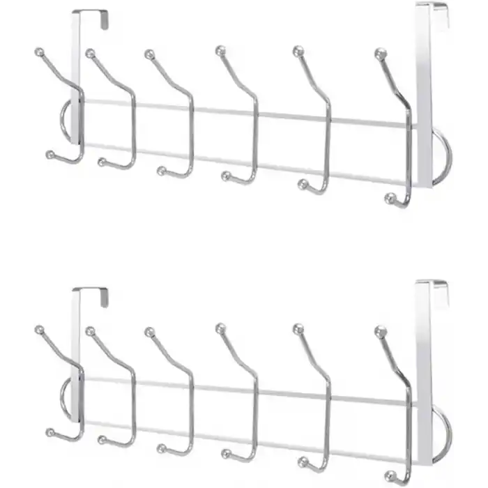 Orret Home 12L Metal Kapı Arkası Askı, Amerikan Kapı Arkası Askılık, Banyo, Mutfak, Yatak Odası İçin Krom Askı (2 Adet)