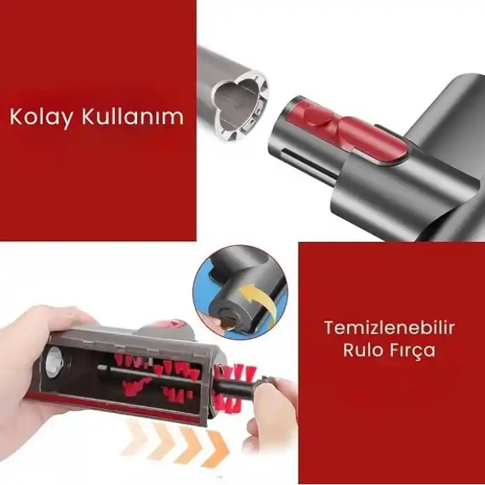 Dyson V7, V8, V10, V11, V15 Uyumlu Mini Turbo Başlık