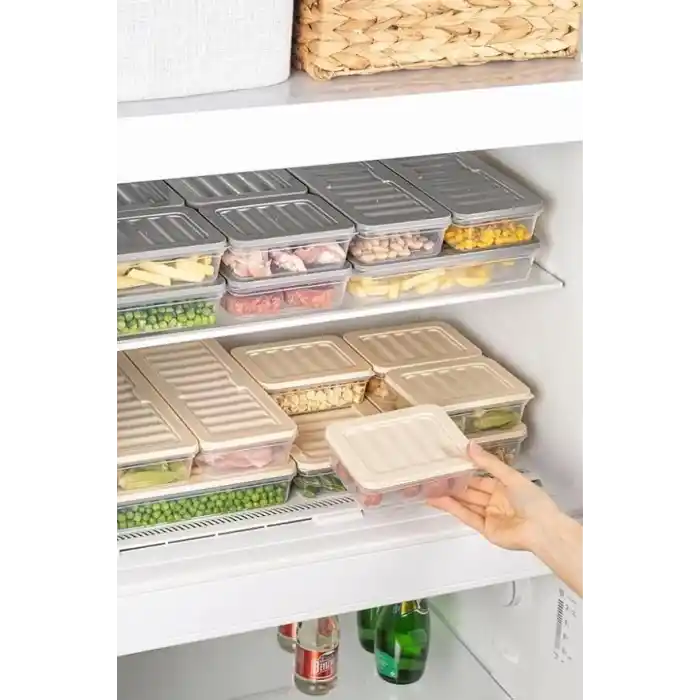 Orret Home 4 Adet Buzdolabı Organizeri, Buzdolabı İçin Çok Amaçlı Saklama Kabı, Fresh Box, Şeffaf ve Ayarlanabilir, Gıdaları Taze Tutma Özelliği, Mutfak Düzenleyici (600 Ml)