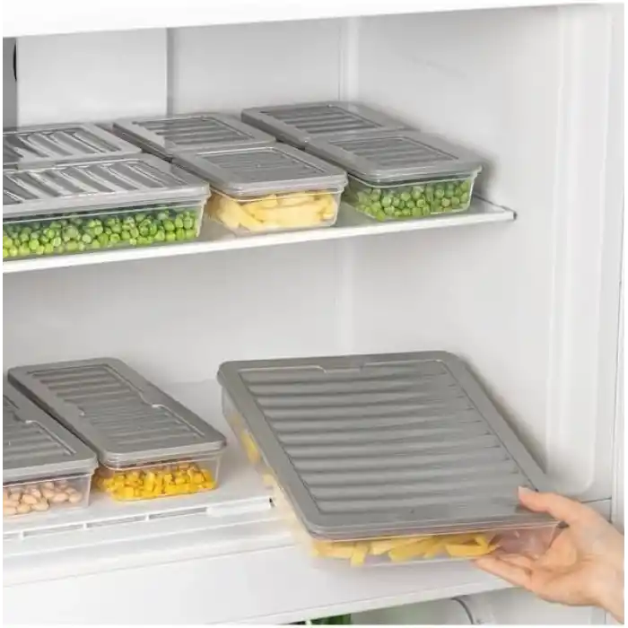 Orret Home 4 Adet Buzdolabı Organizeri, Buzdolabı İçin Çok Amaçlı Saklama Kabı, Fresh Box, Şeffaf ve Ayarlanabilir, Gıdaları Taze Tutma Özelliği, Mutfak Düzenleyici (600 Ml)