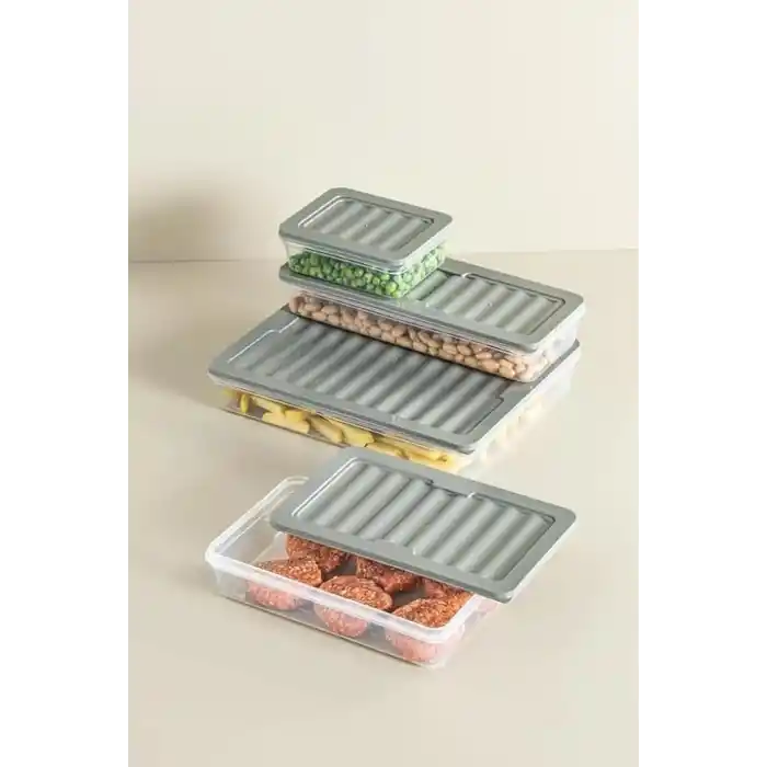 Orret Home 4 Adet Buzdolabı Organizeri, Buzdolabı İçin Çok Amaçlı Saklama Kabı, Fresh Box, Şeffaf ve Ayarlanabilir, Gıdaları Taze Tutma Özelliği, Mutfak Düzenleyici (600 Ml)
