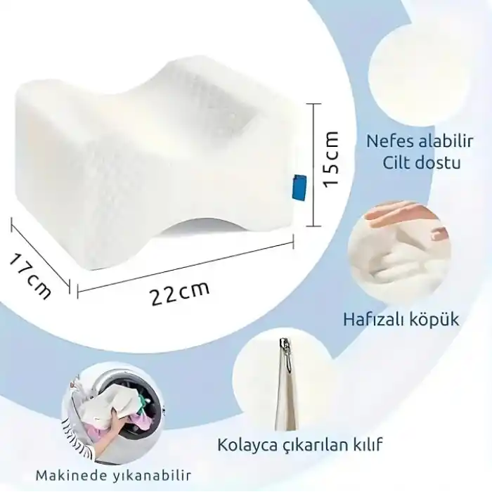 Visco Ortopedik Bacak Arası Yastığı – Hamileler İçin Destek Minderi | Bel, Bacak ve Kalça Ağrısı İçin Uyku Yastığı | Yıkanabilir Kılıflı Ergonomik Diz Arası Yastık