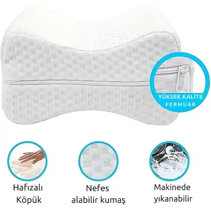 Visco Ortopedik Bacak Arası Yastığı – Hamileler İçin Destek Minderi | Bel, Bacak ve Kalça Ağrısı İçin Uyku Yastığı | Yıkanabilir Kılıflı Ergonomik Diz Arası Yastık