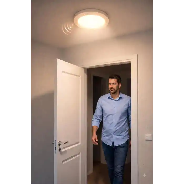 Amber LED 20W Sıva Üstü Sensörlü LED Armatür Cata CT-9247G - Hareket Sensörlü Tavan Lambası, Enerji Tasarruflu Koridor ve Merdiven Aydınlatması - 3200K GÜNIŞIĞI