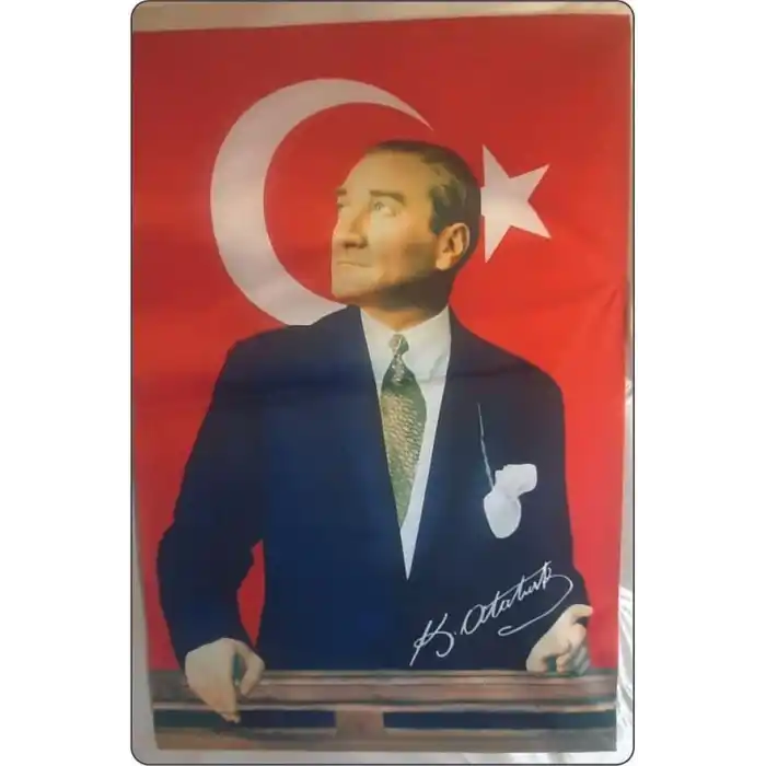 ZC Bayrak Atatürk Baskılı Türk Bayrağı 70x105 cm Raşel Kumaş Dijital Baskı
