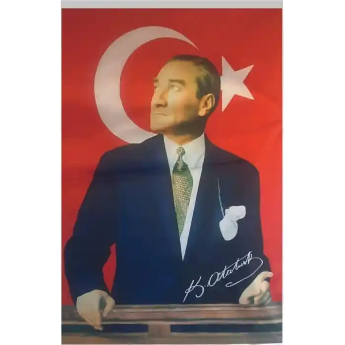 ZC Bayrak Atatürk Baskılı Türk Bayrağı 70x105 cm Raşel Kumaş Dijital Baskı