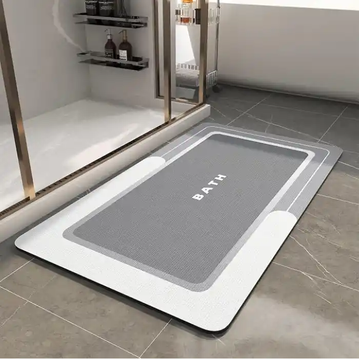 Banyo Paspası - Kaymaz Süper Emici Lekeye Dayanıklı Hızlı Kuruyan İnce Banyo Halısı - Küvet Vanity İçin Zemin Paspası - Kolay Bakım 40 x 60