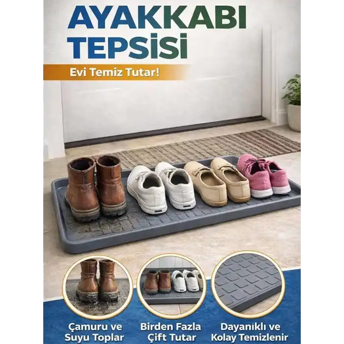 Beylini Çok Amaçlı Ayakkabı Tepsisi Dolap İçi Düzenleyici Su Çamur Kir Geçirmez Dayanıklı Organizer 35x70cm