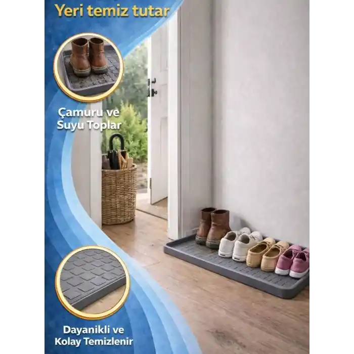 Beylini Çok Amaçlı Ayakkabı Tepsisi Dolap İçi Düzenleyici Su Çamur Kir Geçirmez Dayanıklı Organizer 35x70cm