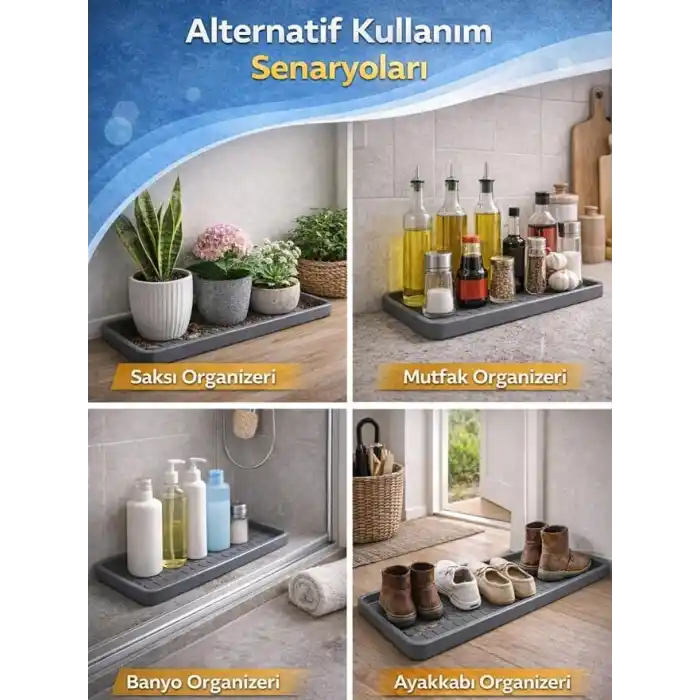 Beylini Çok Amaçlı Ayakkabı Tepsisi Dolap İçi Düzenleyici Su Çamur Kir Geçirmez Dayanıklı Organizer 35x70cm