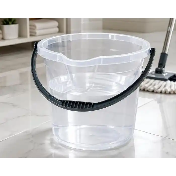 13 L Şeffaf Temizlik Kovası – Ergonomik Saplı, Alt Tutma Kulplu, Ölçü Çizgili, Dayanıklı Plastik Temizlik Kovası | Ev, Ofis ve Profesyonel Kullanım