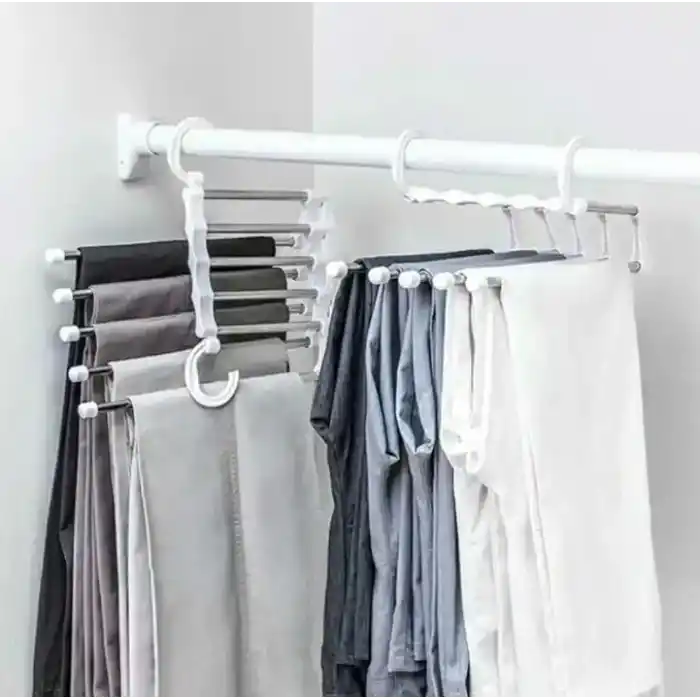 Orret Home 2 Katlı Katlanabilir 5li Pantolon Askısı,Pantolon,Kravat,Etek İçin Organizer Askı (Siyah)