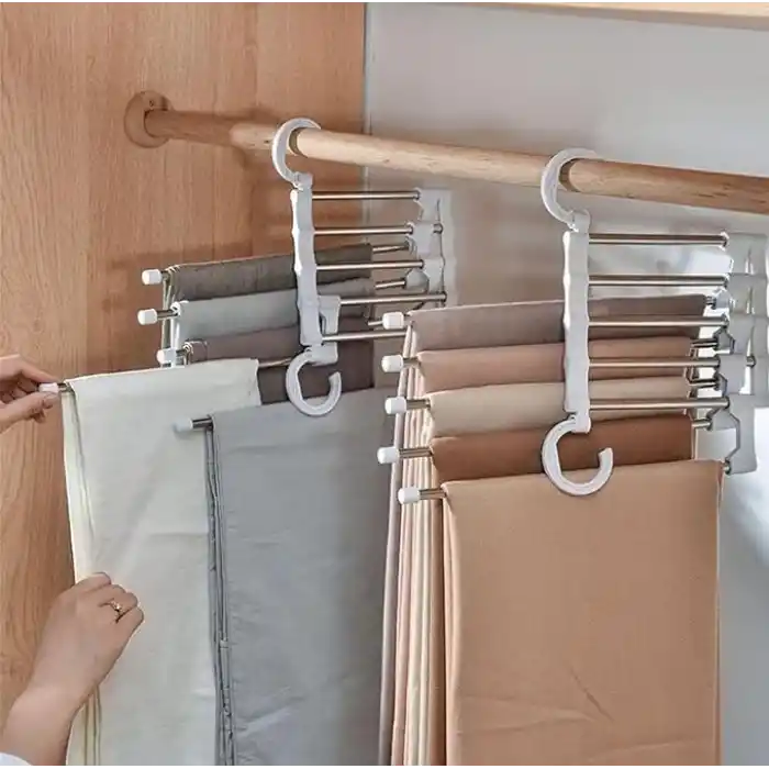 Orret Home 2 Katlı Katlanabilir 5li Pantolon Askısı,Pantolon,Kravat,Etek İçin Organizer Askı (Siyah)