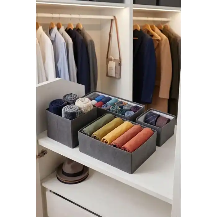 Orret Home 4’lü Katlanabilir Çekmece Düzenleyici Organizer Seti, Çekmece İçi Çamaşır Organizer Kutuları, İç Çamaşırı Çorap Sütyen Düzenleyici