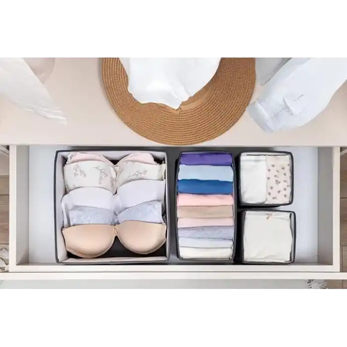 Orret Home 4’lü Katlanabilir Çekmece Düzenleyici Organizer Seti, Çekmece İçi Çamaşır Organizer Kutuları, İç Çamaşırı Çorap Sütyen Düzenleyici