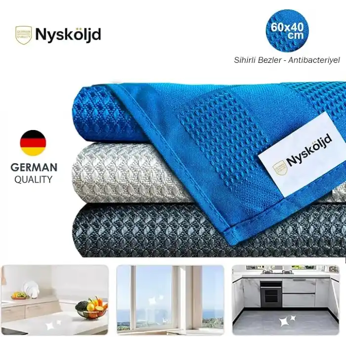 Temizlik Bezi Mikrofiber | Cam Bezi | İz Bırakmayan Sihirli Bezler | 3 Adet 40x60 Cm