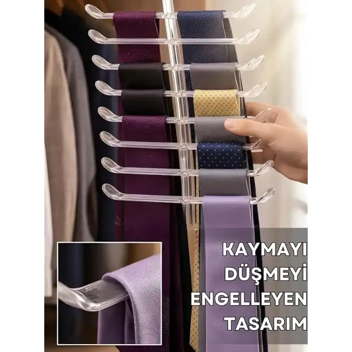 Beylini 16 Gözlü Plastik Kravat Askılığı Dayanıklı Plastik Kravat Kemer Şal Eşarp Atkı Dolap İçi Organizer
